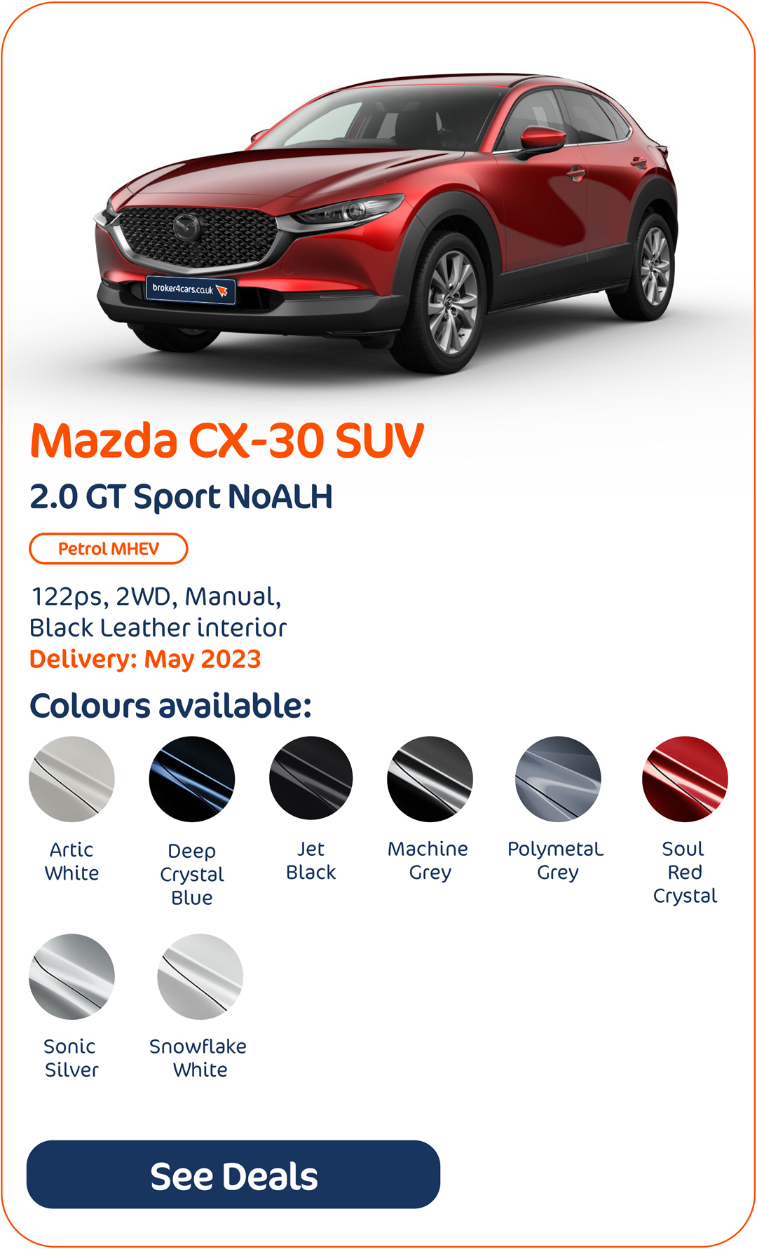 Mazda CX-30 SUV 2.0 GT Sport NoALH - Click to Enquire